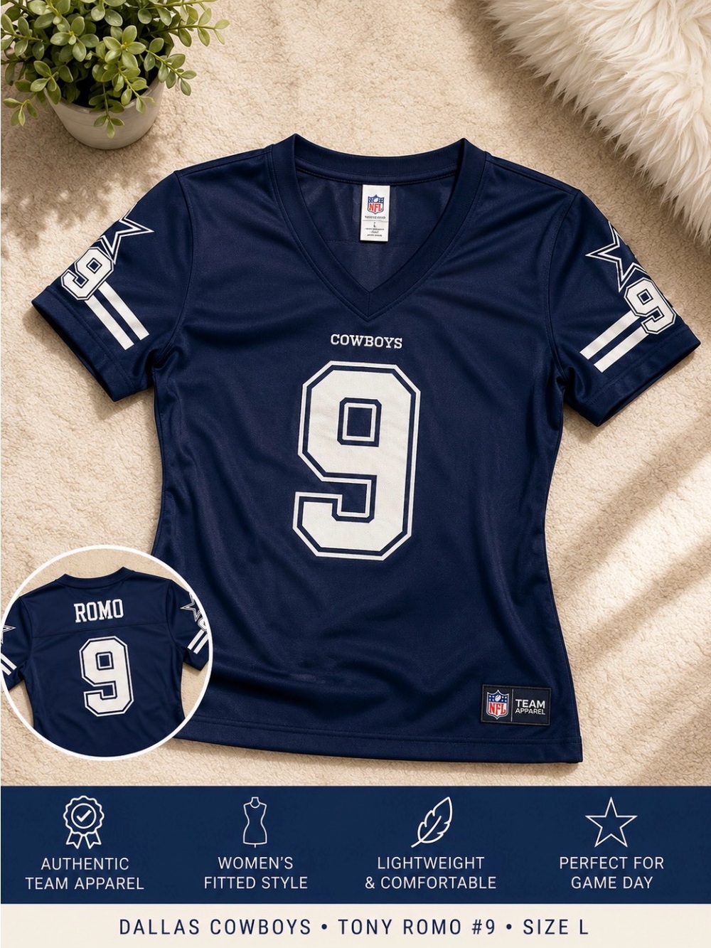 NFL Dallas Cowboys Navy Blue #9 womens Jersey - Romo